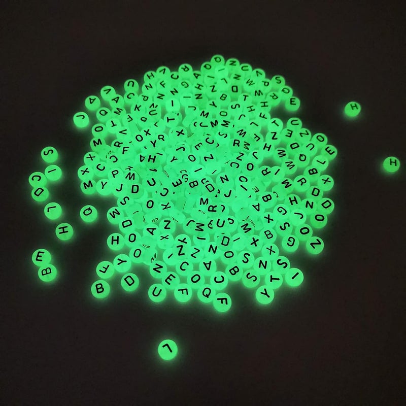 Looconi Amaney 600 Pieces 4×7mm Alphabet Letter Beads A-Z Glow in The Dark for Jewelry Making - Image 4
